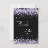 Geburtstag schwarzer lila Glitzer Staub danke (Vorderseite)