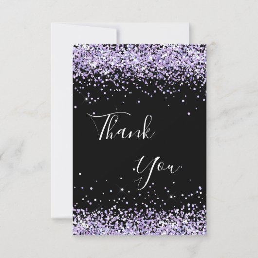 Geburtstag schwarzer lila Glitzer Staub danke (Vorderseite)