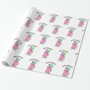 Geburtstag Schweinefleisch Cartoon  Hintergrundfar Geschenkpapier