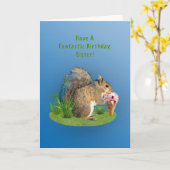 Geburtstag, Schwester, Eichhörnchen mit Eiscreme Karte (Gelbe Blume)