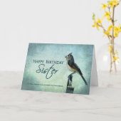 GEBURTSTAG - SCHWESTER - TITMOUSE SONGBIRD KARTE (Gelbe Blume)