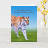 Geburtstag, Schwiegerbruder, Tiger Walking Karte (Gelbe Blume)