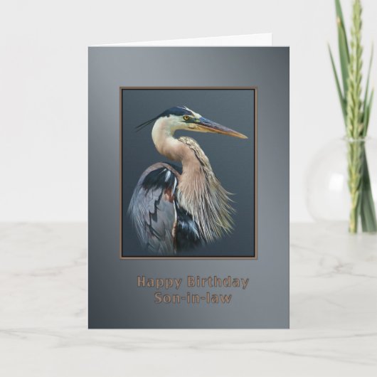 Geburtstag, Schwiegersohn, Great Blue Heron Bird,  Karte (Vorderseite)