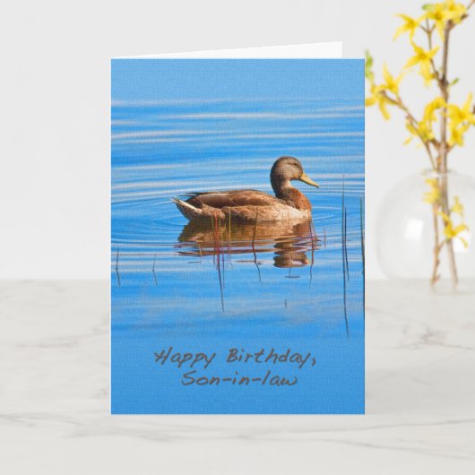 Geburtstag, Schwiegersohn, Stockenten-Enten-Karte Karte (Gelbe Blume)
