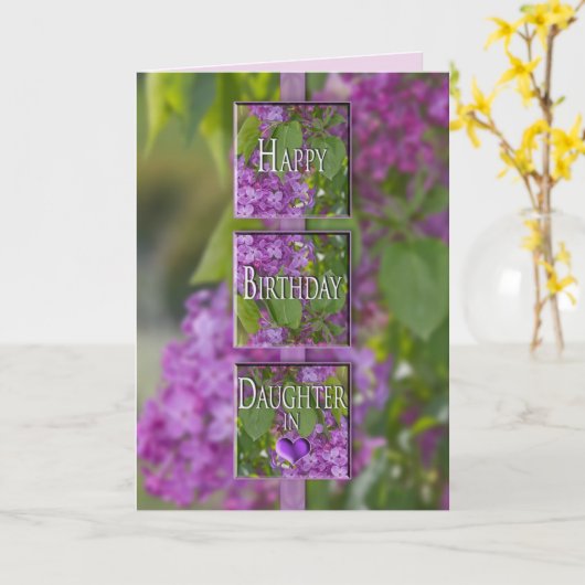 GEBURTSTAG - Schwiegertochter - LAVENDEL-FLIEDERN Karte (Gelbe Blume)