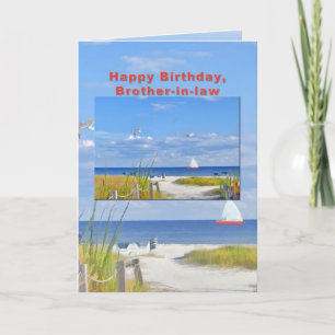 Geburtstag, Schwiegervater, Beach and Ocean Card Karte