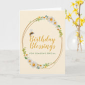 Geburtstag Segen Daisy Wreath Gelb & Weiß Karte (Gelbe Blume)