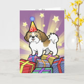 Geburtstag Shih Tzu (Welpenschnitt) Karte (Gelbe Blume)