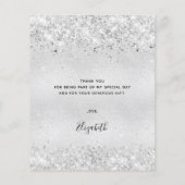 Geburtstag silber Glitzer Dankeschön Karte (Rückseite)
