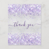 Geburtstag Silber lila Glitzer Dankeschön-Karte (Vorderseite)