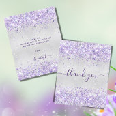 Geburtstag Silber lila Glitzer Dankeschön-Karte