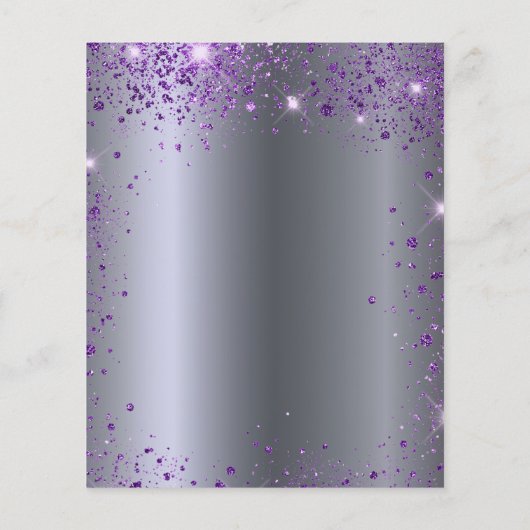 Geburtstag Silber lila Glitzer Einladung Flyer (Hinten)