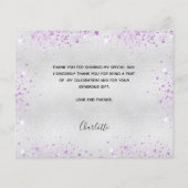 Geburtstag silber violett Foto danke Karte (Rückseite)