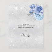 Geburtstag silberblauen Flora Dankeschön Karte (Rückseite)