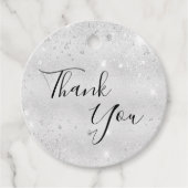 Geburtstag Silbermetall Glitzer vielen Dank Geschenkanhänger (Vorderseite)