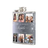 Geburtstag silberne Glitzer Foto Collagen Name Fre Flachmann (Links)