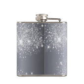 Geburtstag silberne Glitzer Foto Collagen Name Fre Flachmann (Rückseite)