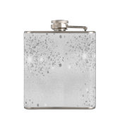 Geburtstag silberne Glitzer Foto Collagen Name Fre Flachmann (Rückseite)