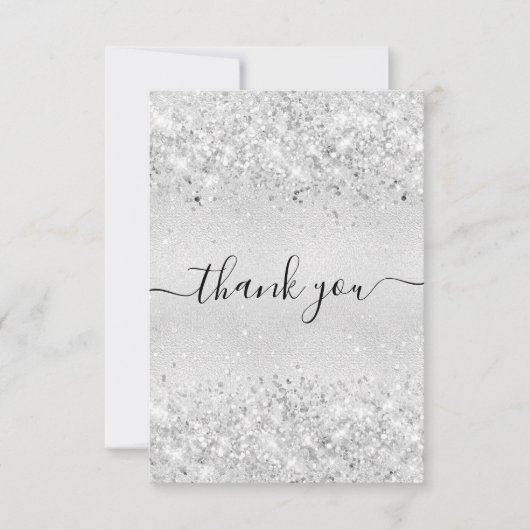 Geburtstag silberne Glitzer Staub danke (Vorderseite)
