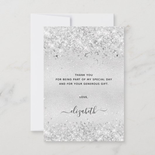 Geburtstag silberne Glitzer Staub danke (Rückseite)