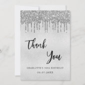 Geburtstag silberne Glitzer Tropfen danke Karte (Vorderseite)