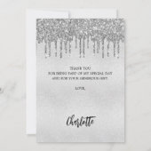 Geburtstag silberne Glitzer Tropfen danke Karte (Rückseite)