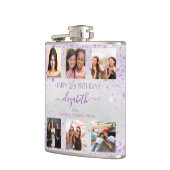 Geburtstag silberne lila Foto-Collagen Freunde Flachmann (Links)