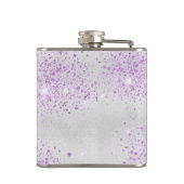 Geburtstag silberne lila Foto-Collagen Freunde Flachmann (Rückseite)