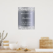 Geburtstag silberner Glitzer Begrüßung Poster (Küche)