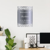 Geburtstag silberner Glitzer Begrüßung Poster (Heimbüro)
