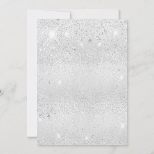 Geburtstag silberner Glitzer Blumengrün Einladung (Rückseite)