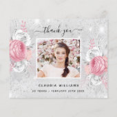Geburtstag silberrosa Foto Dankeschön Karte (Rückseite)