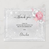 Geburtstag silberrosa Foto Dankeschön Karte (Vorderseite)