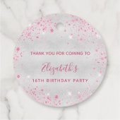 Geburtstag silberrosa Glitzern danke Geschenkanhänger (Rückseite)