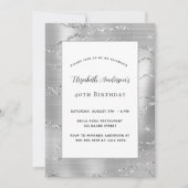 Geburtstag silberweiß elegant einladung (Vorderseite)
