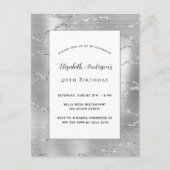 Geburtstag silberweiß elegant einladungspostkarte (Vorderseite)