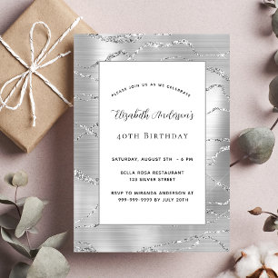 Geburtstag silberweiß elegant einladungspostkarte