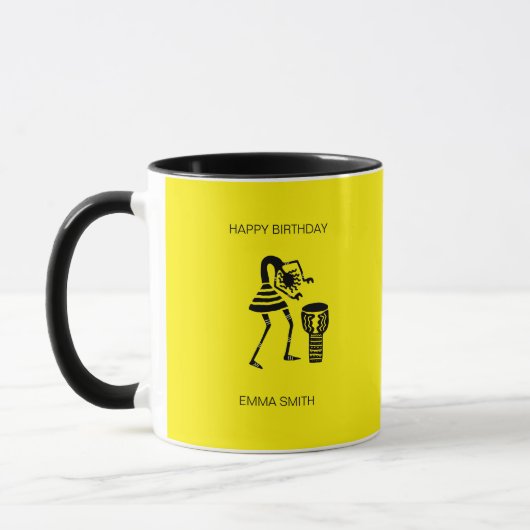 Geburtstag, Silhouette Phantastisches Trommelmädch Tasse (Links)