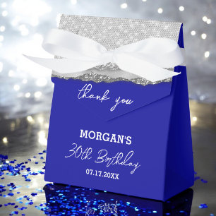 Geburtstag Silver Royal Blue Glitzer Name Vielen D Geschenkschachtel