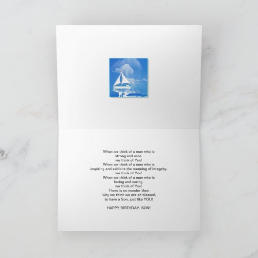 GEBURTSTAG - SOHN - SEGELBOOT - BLAUES MEER KARTE (Innenseite)