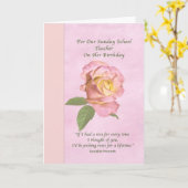 Geburtstag, Sonntagsschullehrer, Peace Rose Karte (Gelbe Blume)