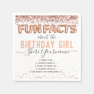 Geburtstag Spaß Fakten Ballon Text Glitzer Girly  Serviette