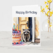 Geburtstag Spaß Raccoon Nach dem Süße Tier Karte (Gelbe Blume)