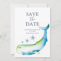 Geburtstag speichern Sie den Whale der Datumskarte