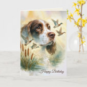 Geburtstag Springer Spaniel Hund mit Schwänzen Karte (Gelbe Blume)