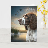 Geburtstag Springer Spaniel mit Enten Karte (Gelbe Blume)