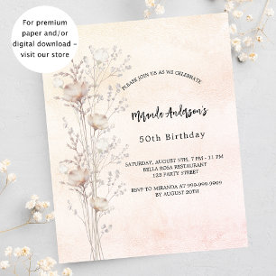 Geburtstag staubige creme Wildblumen Budget Einlad