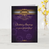 Geburtstag Steampunk, Zahnräder, Zahnräder und kön Karte (Gelbe Blume)