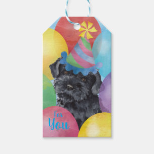 Geburtstag steigt Kerry-Blau Terrier im Ballon auf Geschenkanhänger