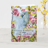 Geburtstag, Step Mother, White Papagei, Crab Apple Karte (Gelbe Blume)